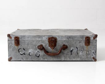 antique galvanized metal travel case