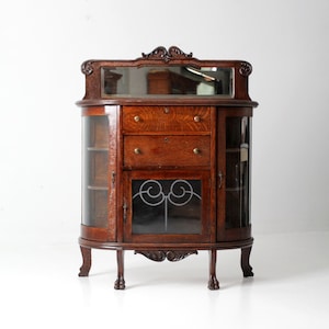 antique curved glass sideboard cabinet