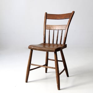 antique plank seat chair, primitive farmhouse chair