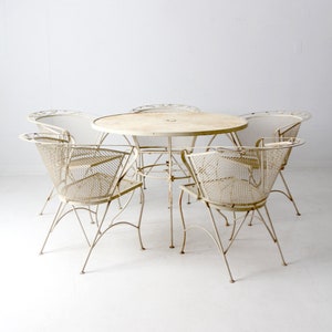 mid-century wrought iron & mesh patio set