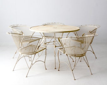 mid-century wrought iron & mesh patio set