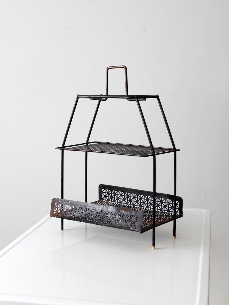 mid-century tiered metal stand image 1