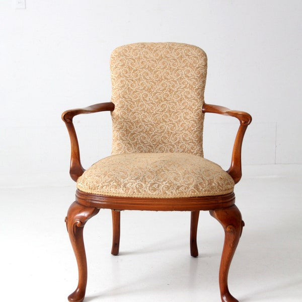 antique Queen Anne upholstered arm chair