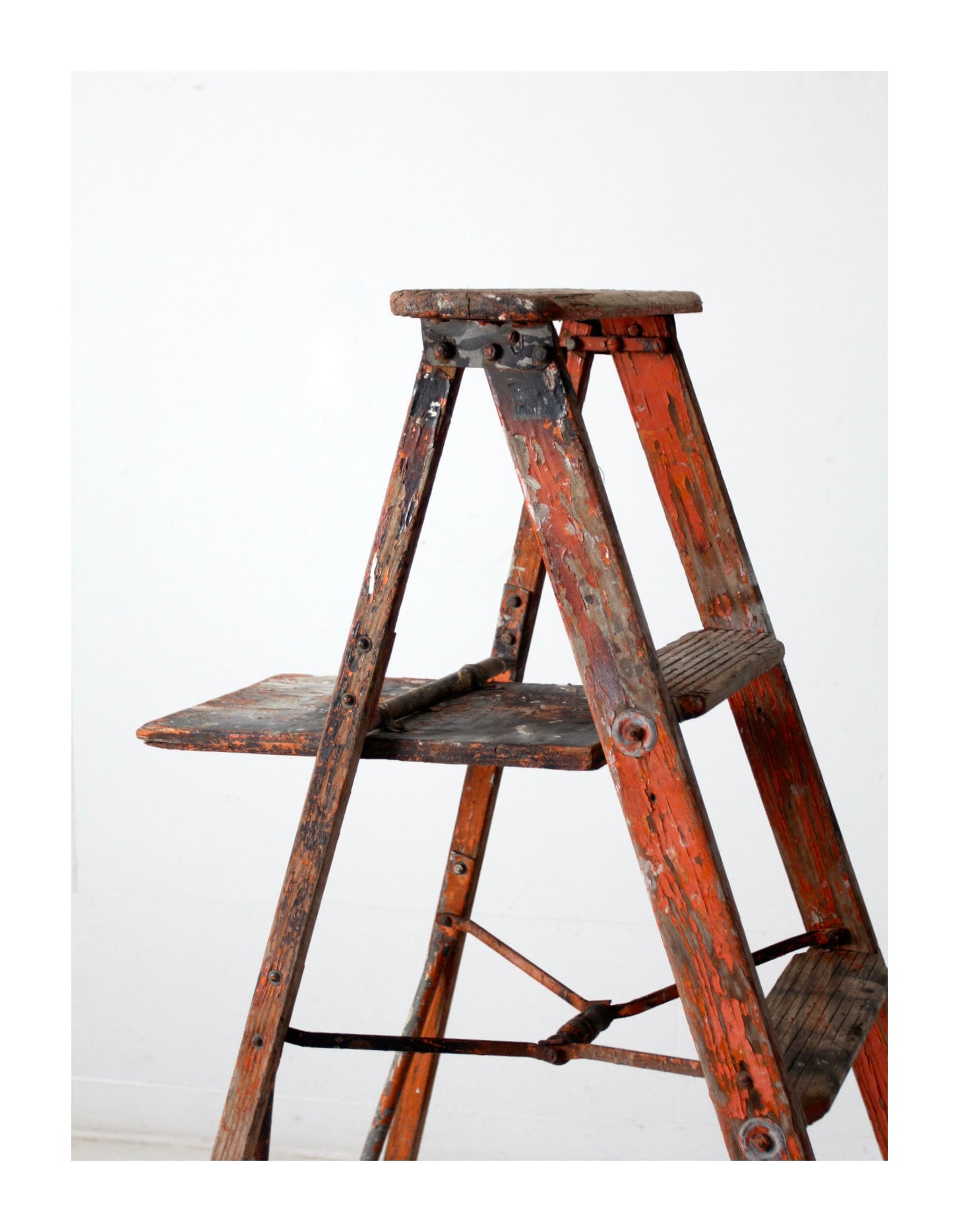 Vintage Rustic Orange Wooden Ladder - Etsy