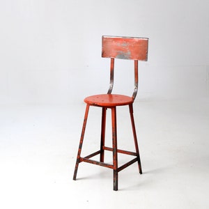 vintage orange industrial stool