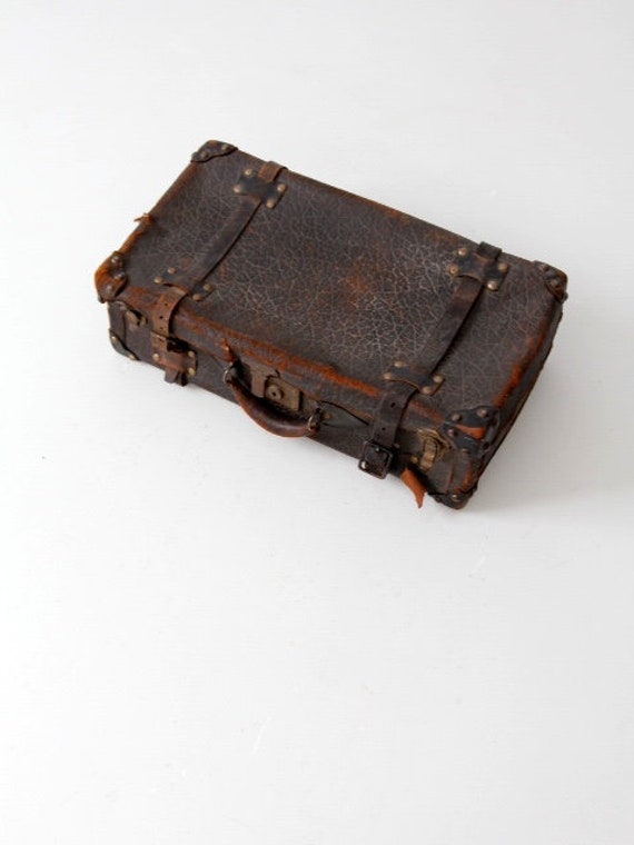 antique leather suitcase - image 2