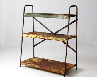 vintage industrial metal shelves