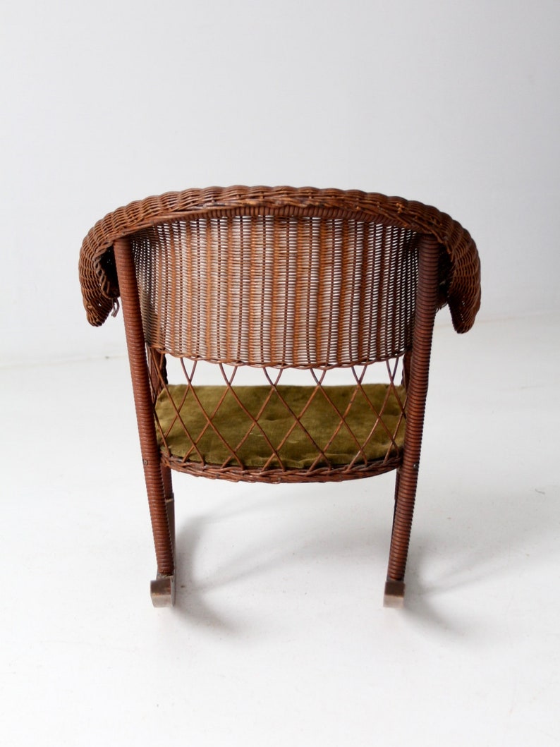 antique children's wicker rocking chair image 5