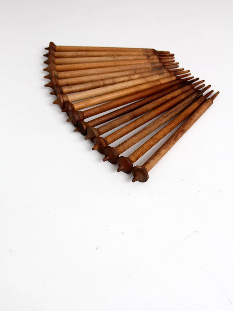 antique spinning needle collection wooden knitting needles