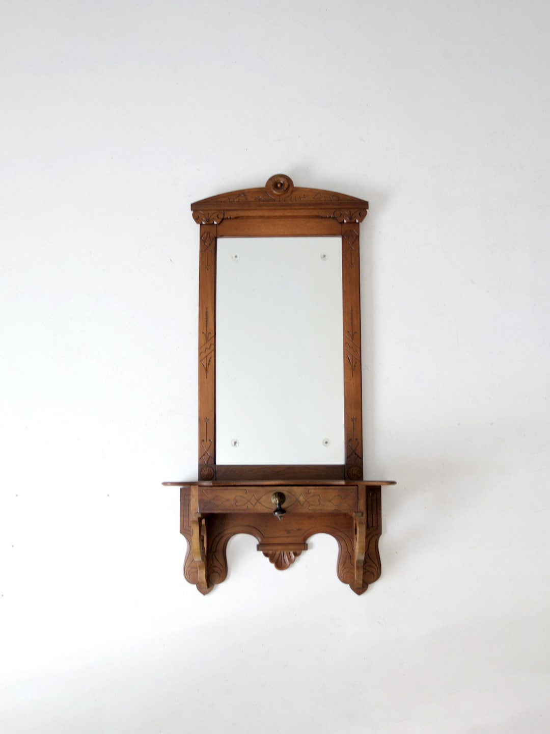 Antique Victorian Mirror With Wall Shelf Etsy