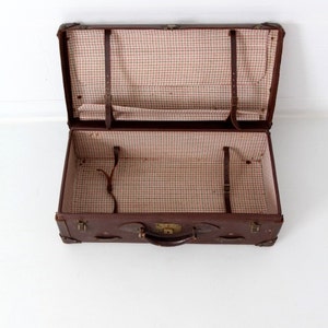 vintage leather suitcase, brown luggage, stacking suitcase storage image 4