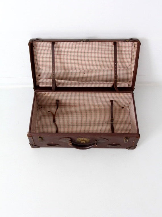 vintage leather suitcase, brown luggage, stacking… - image 4