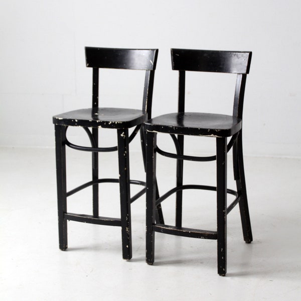 vintage black bar stools pair