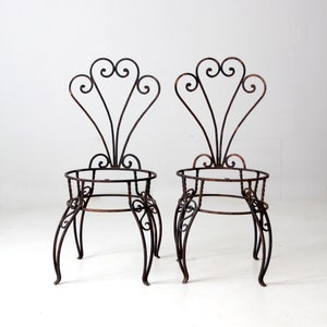 vintage wrought iron garden chairs pair image 1