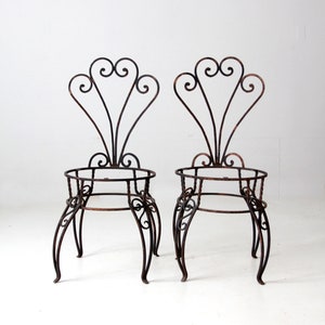 vintage wrought iron garden chairs pair