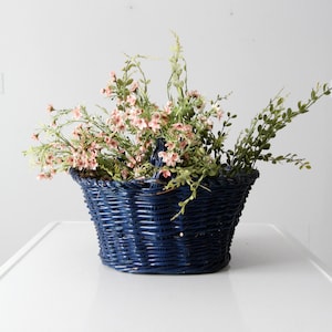 vintage blue woven harvest basket