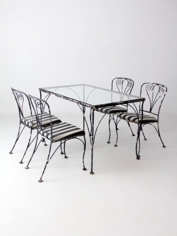 Vintage Wrought Iron Patio Furniture, Vintage Metal Table And Chairs Outdoor