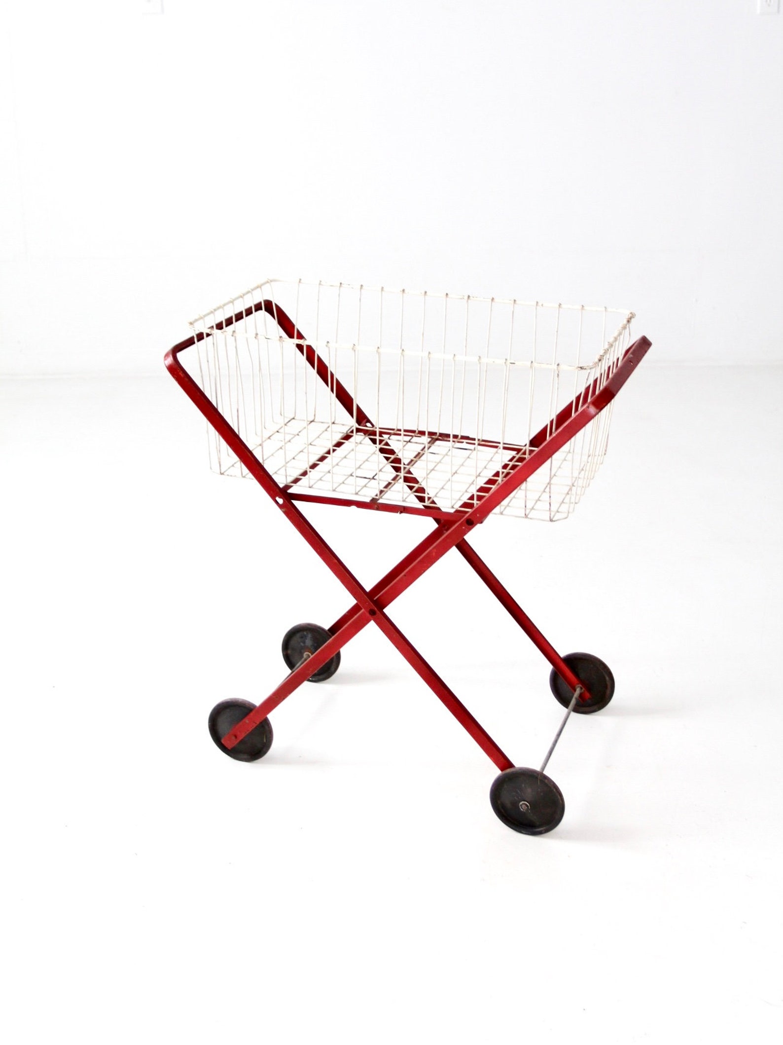 Vintage Rolling Laundry Cart Etsy