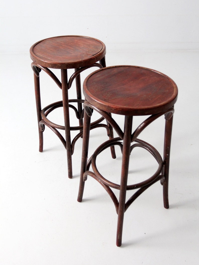 Vintage Bentwood Stools Wooden Cafe Bar Stools Circa 1950 Etsy