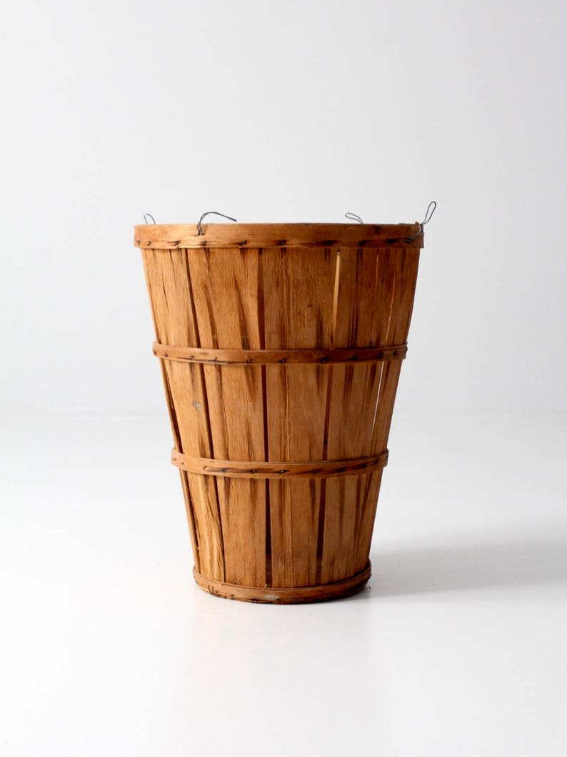 Vintage Orchard Basket Tall Wooden Bushel Basket Etsy UK