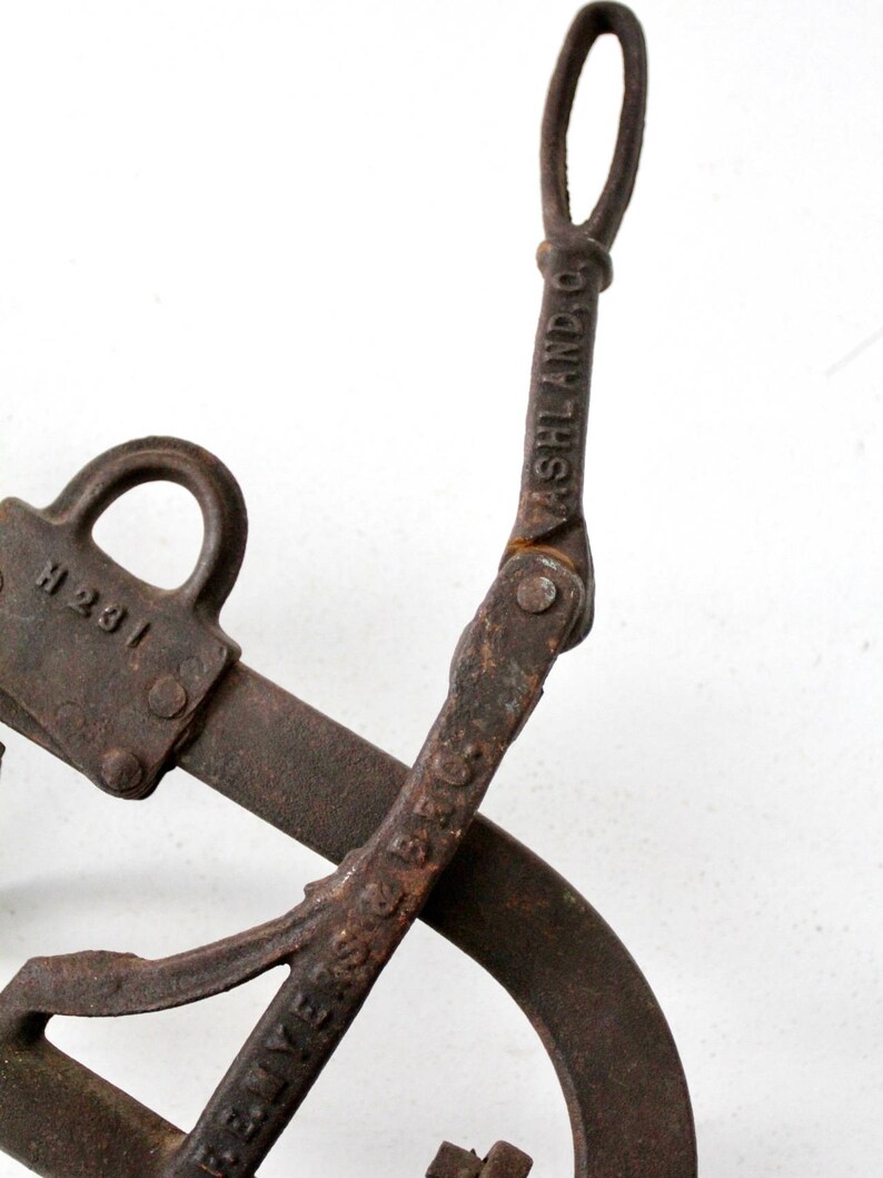 Antique harpoon hay hook cast iron bail loader FE Meyers Etsy