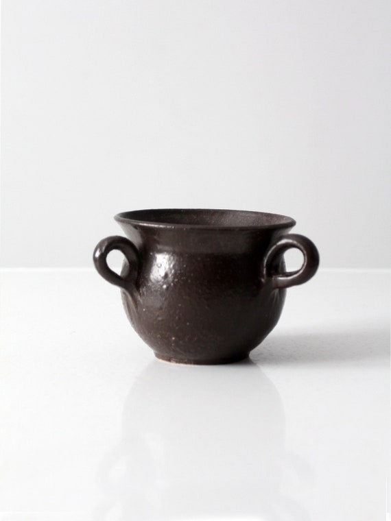 アンティーク、茶色の装飾的な陶器の壺 1976年製のヴィンテージスタジオ陶器花瓶 - Etsy 日本