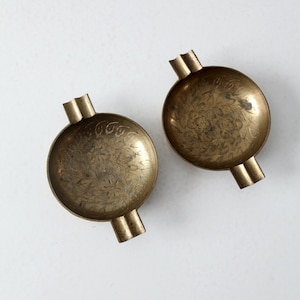 vintage brass ashtray pair