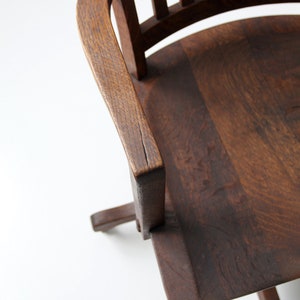 antique desk chair, wood swivel office chair on casters image 9