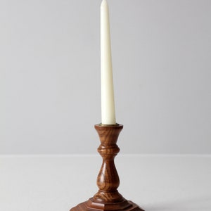 vintage wood candlestick holder image 3