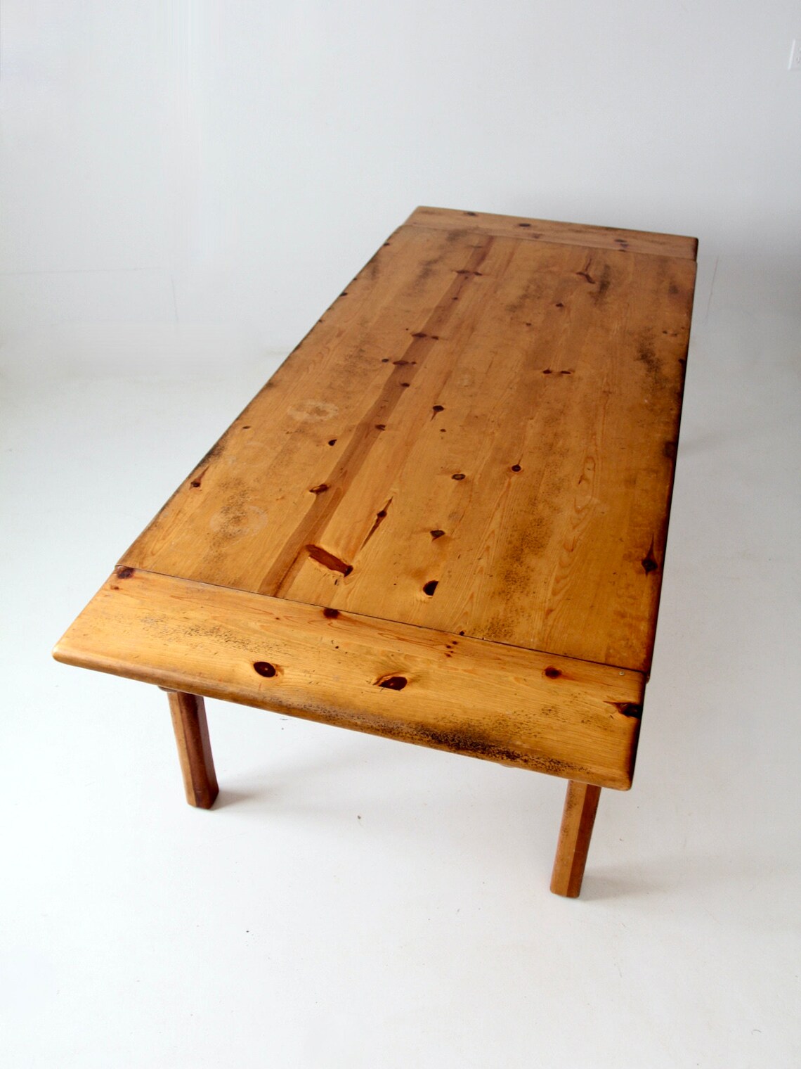 Vintage knotty pine wood dining table with extensions 8.5 ft Etsy