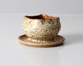 vintage studio pottery pedestal bowl