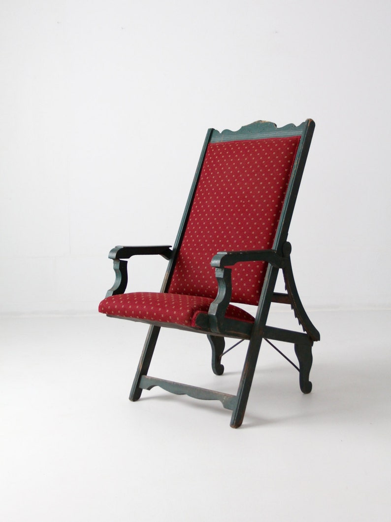 Victorian lawn chair, 1800s recliner chair, antique chair image 1