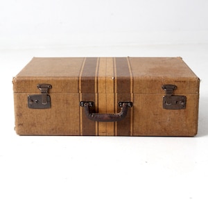 vintage striped suitcase