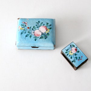 antica scatola di sigarette cloisonné e porta fiammiferi