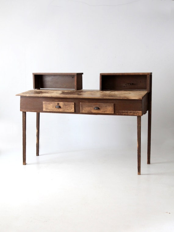 Antique Factory Standing Work Desk Etsy