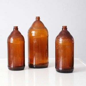 vintage Fleecy White brown glass bottles set of 3