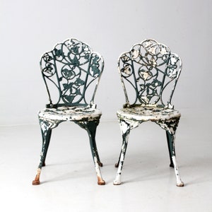 antique cast iron garden chairs pair