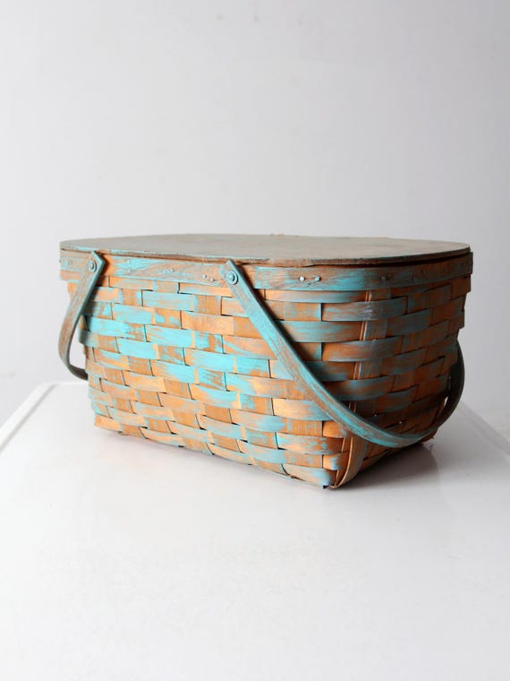 vintage splint weave picnic basket - image 10