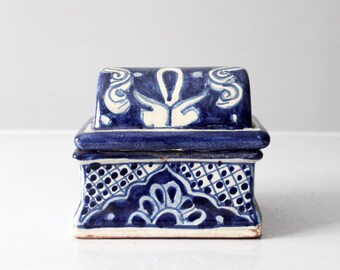 vintage Mexican Talavera style ceramic box