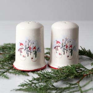 saleiro e pimenteiro vintage Royal Season Stoneware boneco de neve