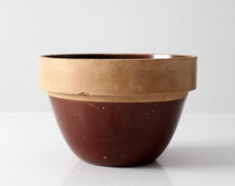 antique American stoneware mixing bowl