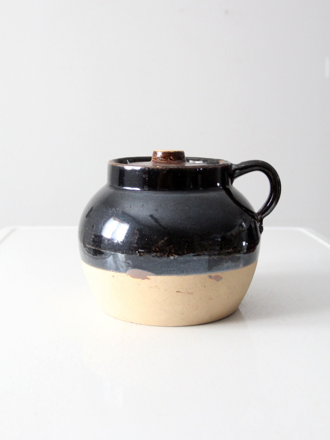 Antique American Stoneware Bean Pot