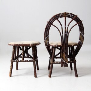 antique Adirondack children's twig chair and stool image 6