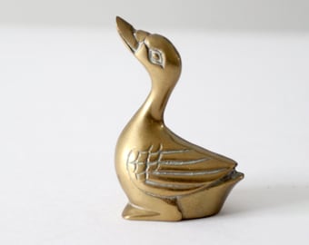 mid-century brass duck figurine