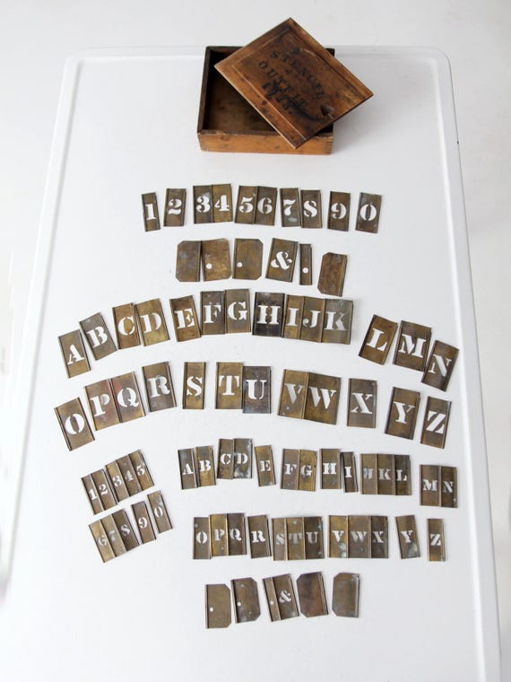1920s Brass Stencil Set With Wood Box - Etsy