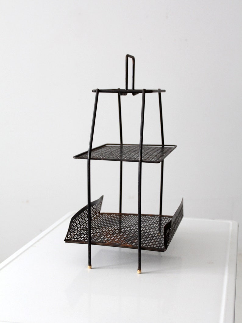 mid-century tiered metal stand image 3