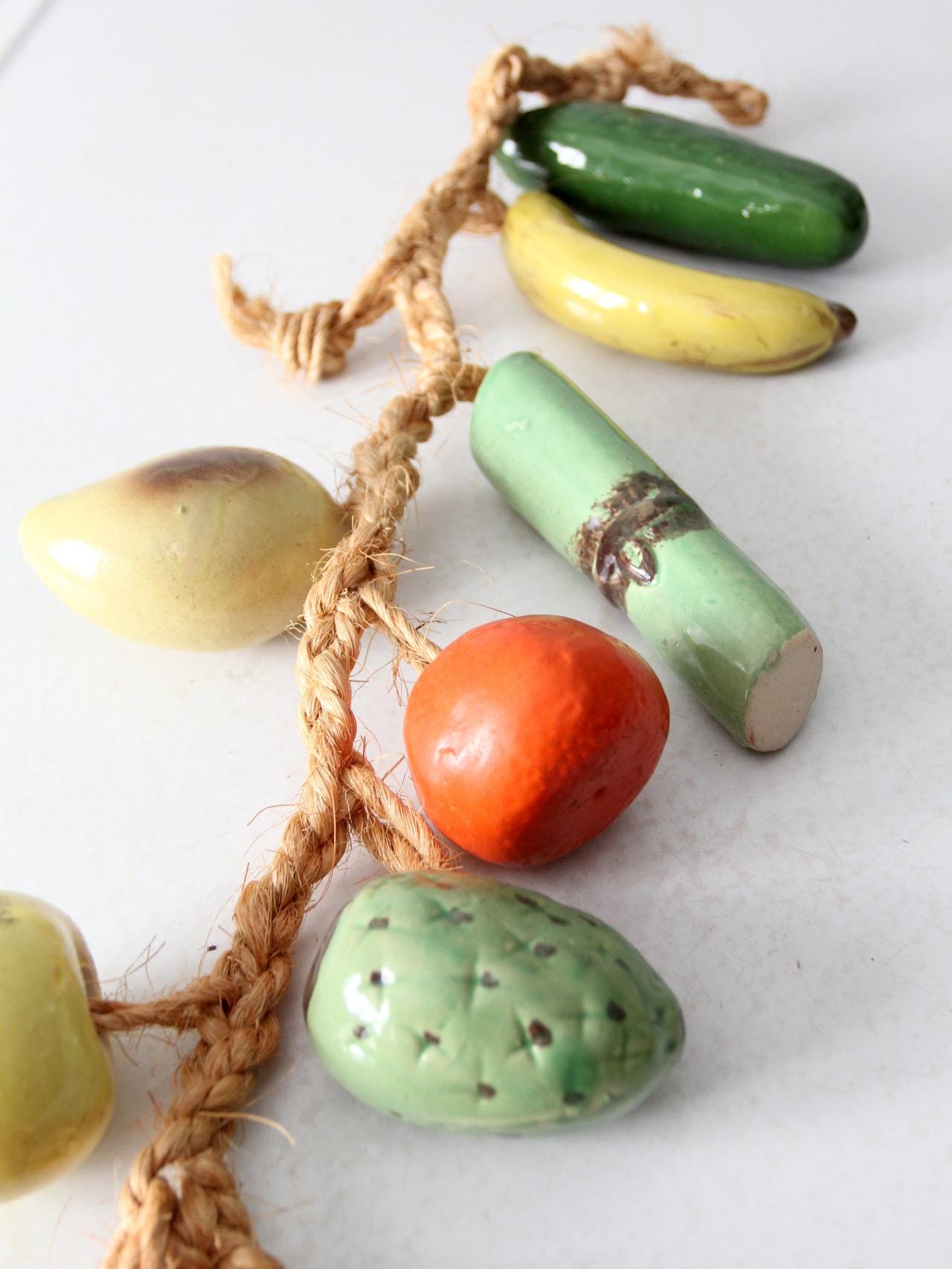Vintage Ceramic Fruit on Rope Hanging - Etsy