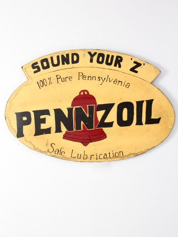 1934年ファーストマスターズ81.5✕56.5㌢の大型パネル、ヴィンテージ Vintage Pennzoil Sound Your Z Sign - Etsy