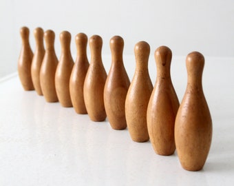 ヴィンテージの卓上木製ボウリングピン 10個セット - Etsy 日本