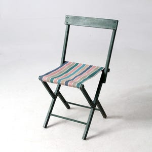 Silla de camping plegable con asiento de rayas vintage